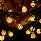 Outdoor String Lights Solar Crystal-Effect Globe Warm White