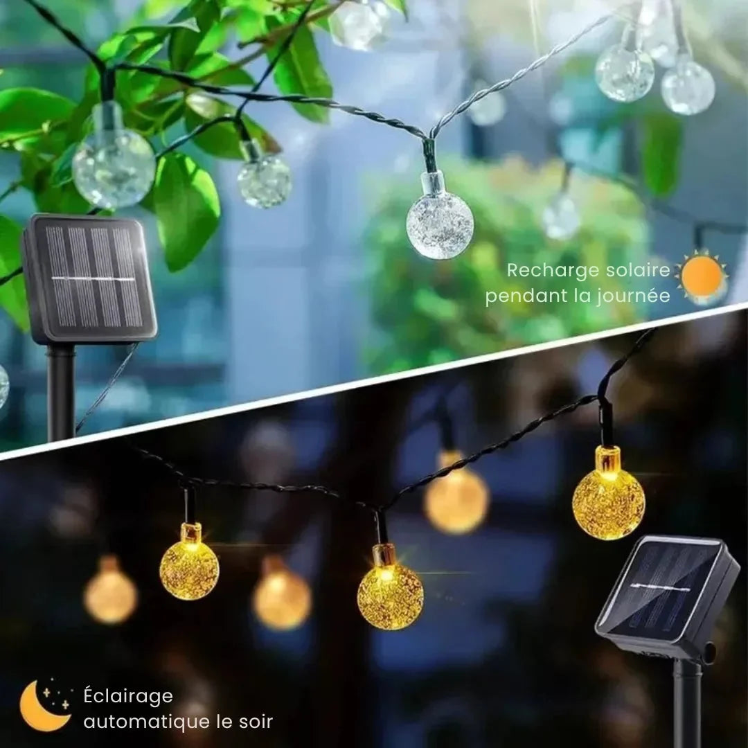 Outdoor String Lights Solar Crystal-Effect Globe Warm White