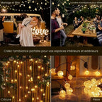 Outdoor String Lights Solar Crystal-Effect Globe Warm White