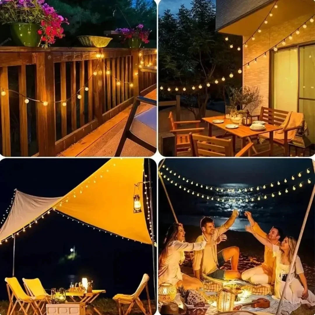Outdoor String Lights Solar Crystal-Effect Globe Warm White