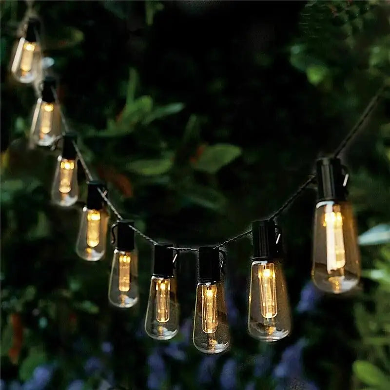 Outdoor String Lights Solar-Powered Warm Glow Weatherproof & Shatterproof