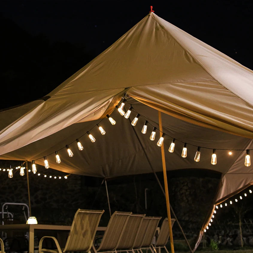 Outdoor String Lights Solar-Powered Warm Glow Weatherproof & Shatterproof