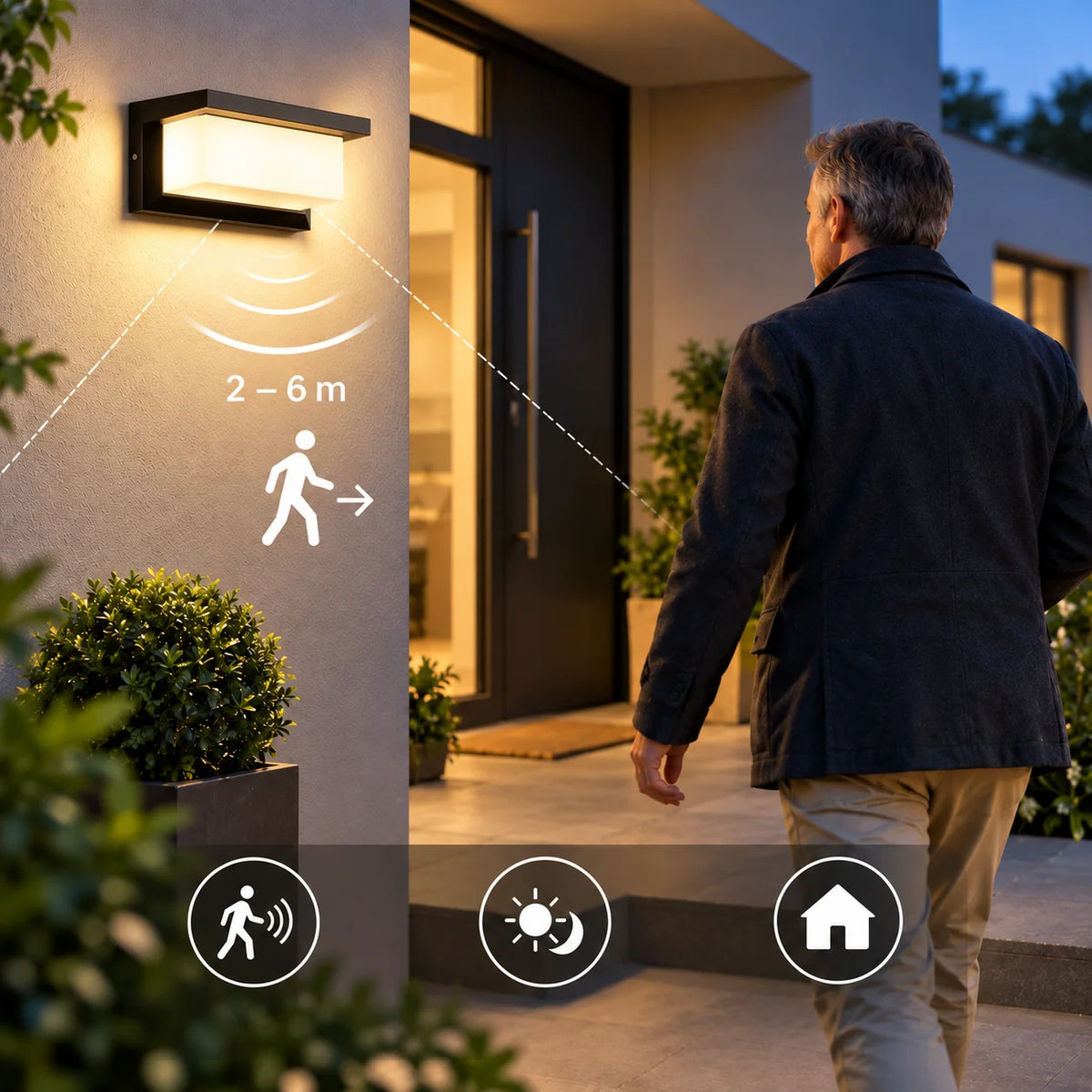 Outdoor Wall Light Motion Sensor 18W LED Weatherproof