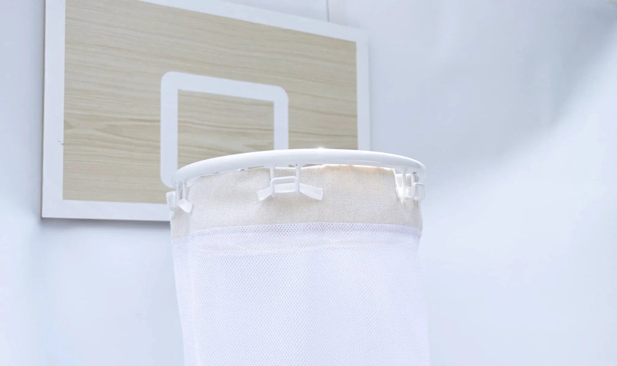 Over-The-Door Laundry Hamper Basketball Hoop Foldable & Removable Mesh