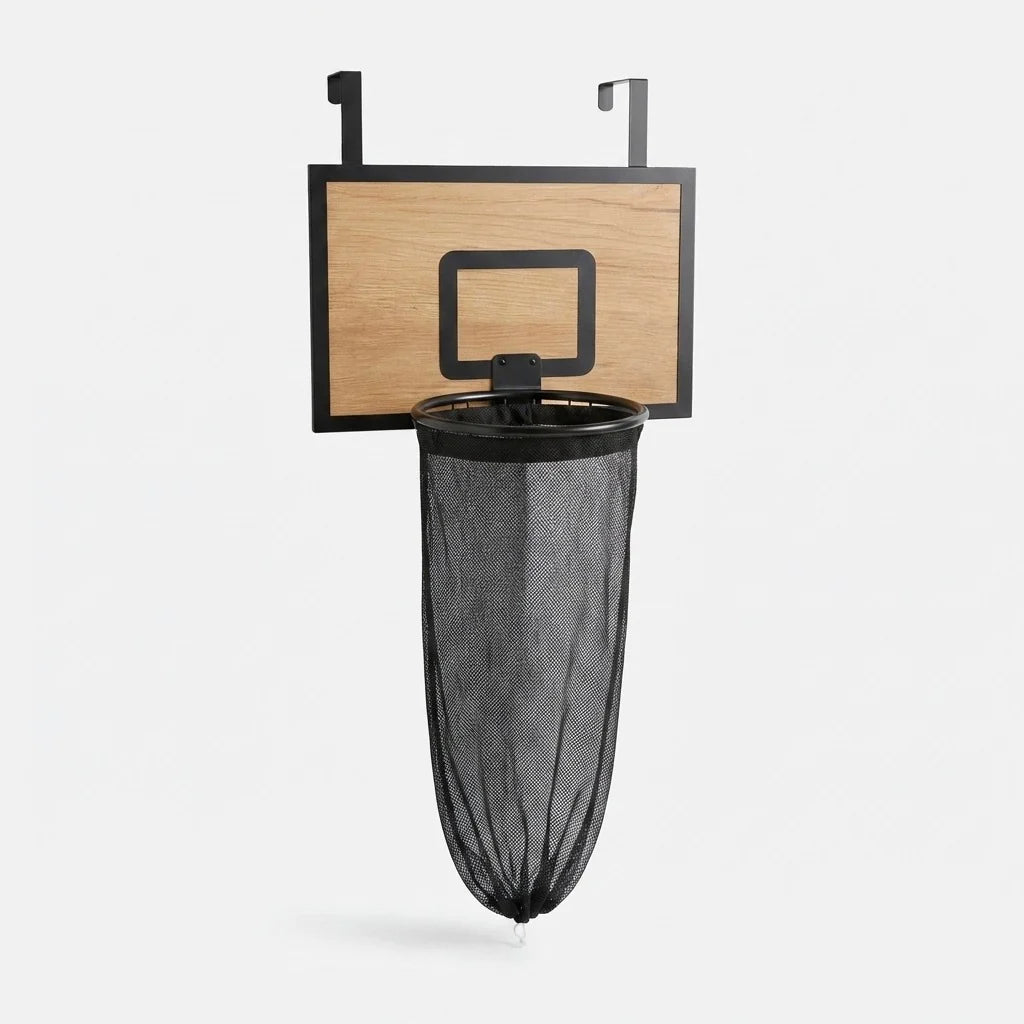 Over-The-Door Laundry Hamper Basketball Hoop Foldable & Removable Mesh