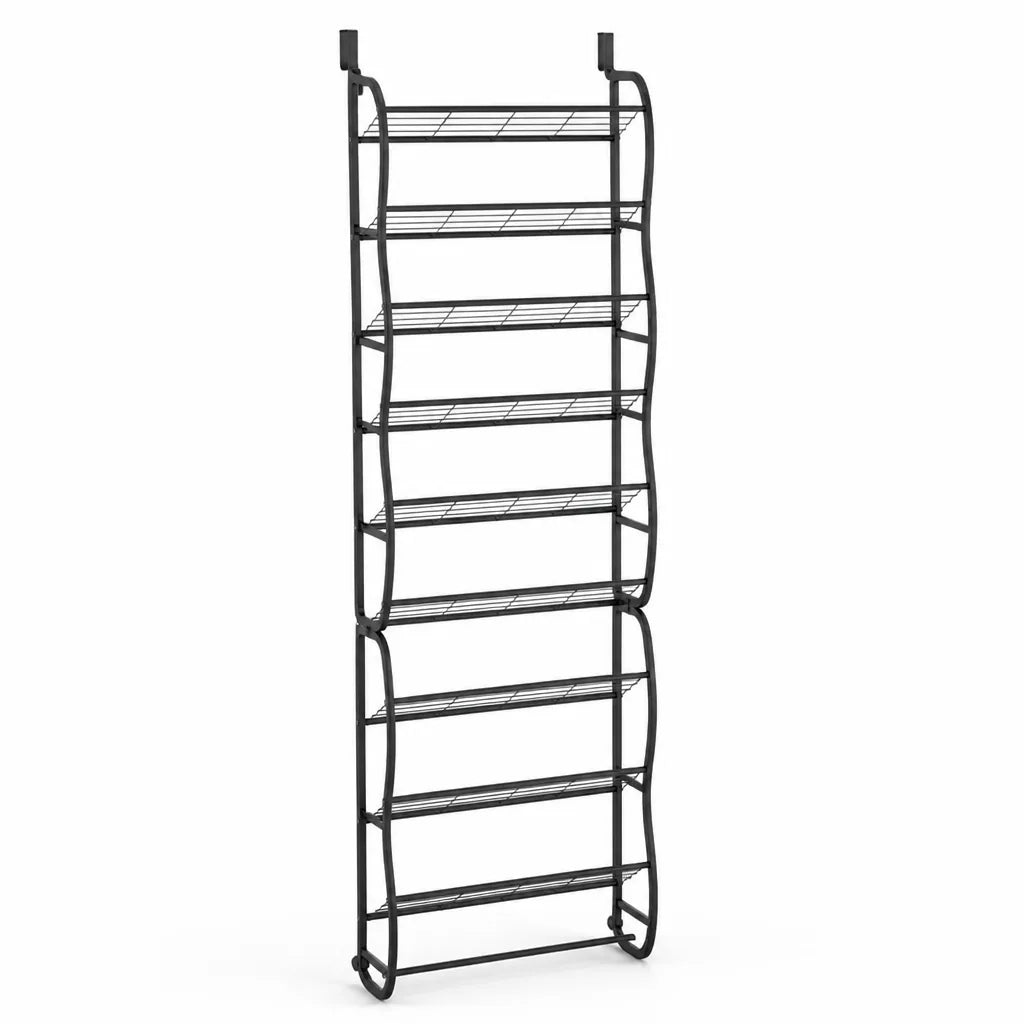 Over-The-Door Shoe Rack Holds 36 Pairs No-Drill Angled Shelves