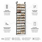 Over-The-Door Shoe Rack Holds 36 Pairs No-Drill Angled Shelves