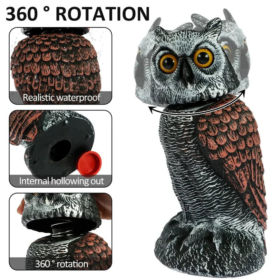 Owl Decoy Wind-Powered Rotating Head Set of 2