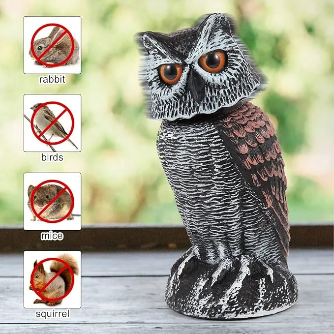 Owl Decoy Wind-Powered Rotating Head Set of 2