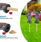 Owl Decoy Wind-Powered Rotating Head Set of 2