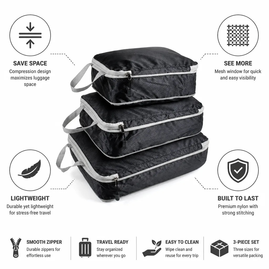 Packing Cubes Compression & Mesh Window Set of 3