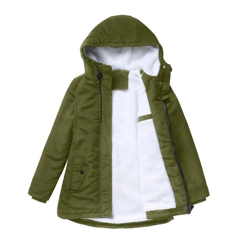 Parka Coat Fleece-Lined Adjustable Hood Flap Pockets