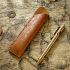 Pen Case Handmade Leather Floral Embossed Holds Multiple Pens