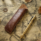 Pen Case Handmade Leather Floral Embossed Holds Multiple Pens