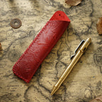 Pen Case Handmade Leather Floral Embossed Holds Multiple Pens