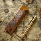 Pen Case Handmade Leather Floral Embossed Holds Multiple Pens