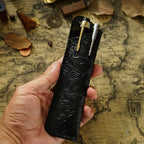 Pen Case Handmade Leather Floral Embossed Holds Multiple Pens