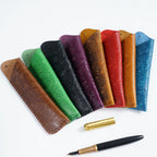 Pen Case Handmade Leather Floral Embossed Holds Multiple Pens
