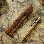 Pen Case Handmade Leather Floral Embossed Holds Multiple Pens