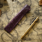 Pen Case Handmade Leather Floral Embossed Holds Multiple Pens