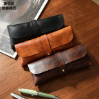 Pencil Case Genuine Leather Strap Closure