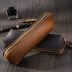 Pencil Case Leather Spacious Interior Zipper Closure