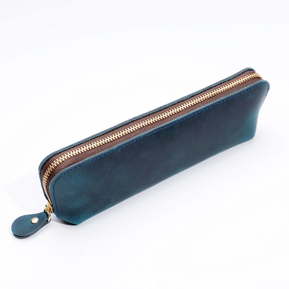 Pencil Case Leather Spacious Interior Zipper Closure