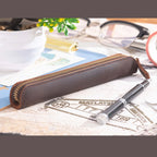 Pencil Case Leather Zipper Closure Compact Design