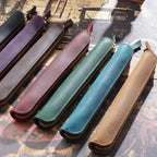 Pencil Case Leather Zipper Closure Compact Design
