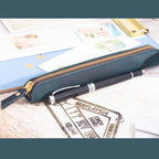 Pencil Case Leather Zipper Closure Compact Design