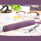 Pencil Case Leather Zipper Closure Compact Design