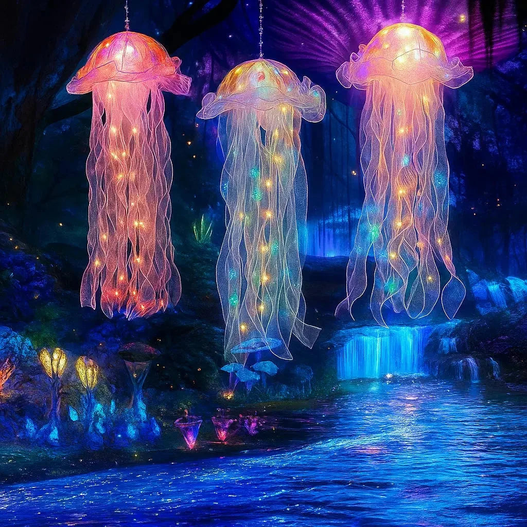 Pendant Lamp Jellyfish Design Multicolor LED Battery-Powered