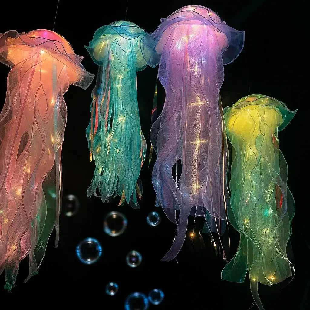 Pendant Lamp Jellyfish Design Multicolor LED Battery-Powered