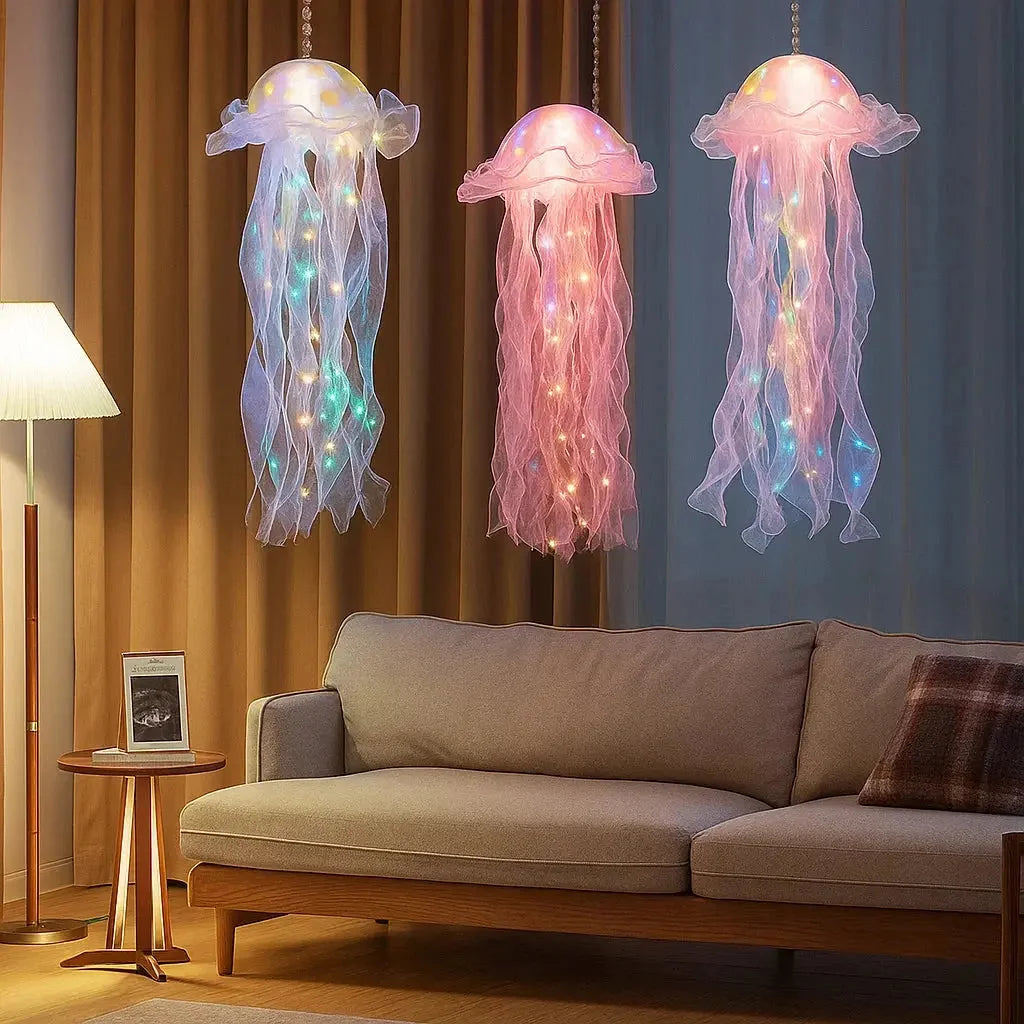 Pendant Lamp Jellyfish Design Multicolor LED Battery-Powered
