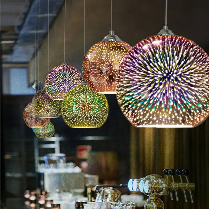 Pendant Light 3D Textured Glass Adjustable Cable E27 Socket