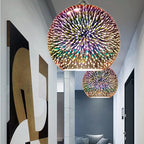 Pendant Light 3D Textured Glass Adjustable Cable E27 Socket