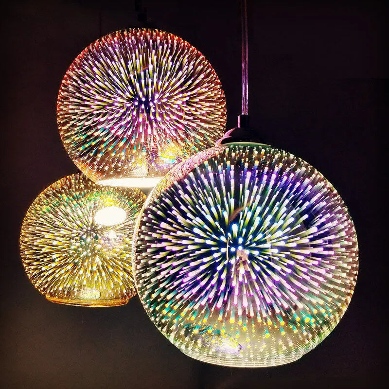 Pendant Light 3D Textured Glass Adjustable Cable E27 Socket