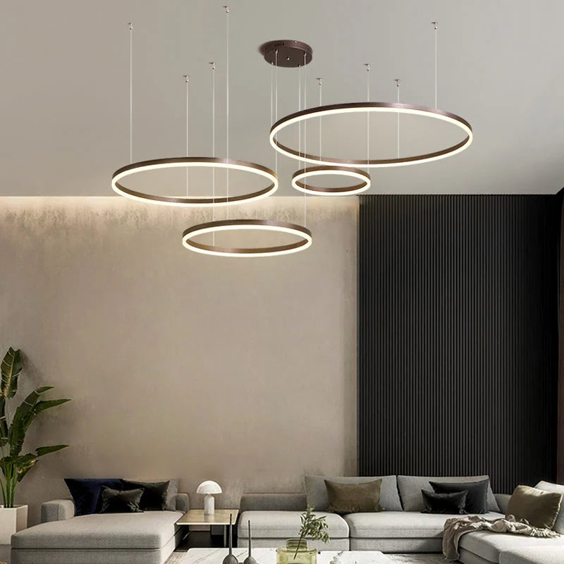 Pendant Light Circular LED Dimmable Adjustable Height