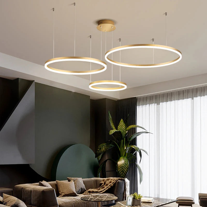 Pendant Light Circular LED Dimmable Adjustable Height