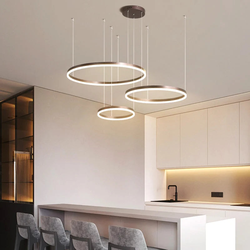 Pendant Light Circular LED Dimmable Adjustable Height