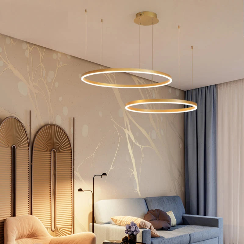Pendant Light Circular LED Dimmable Adjustable Height