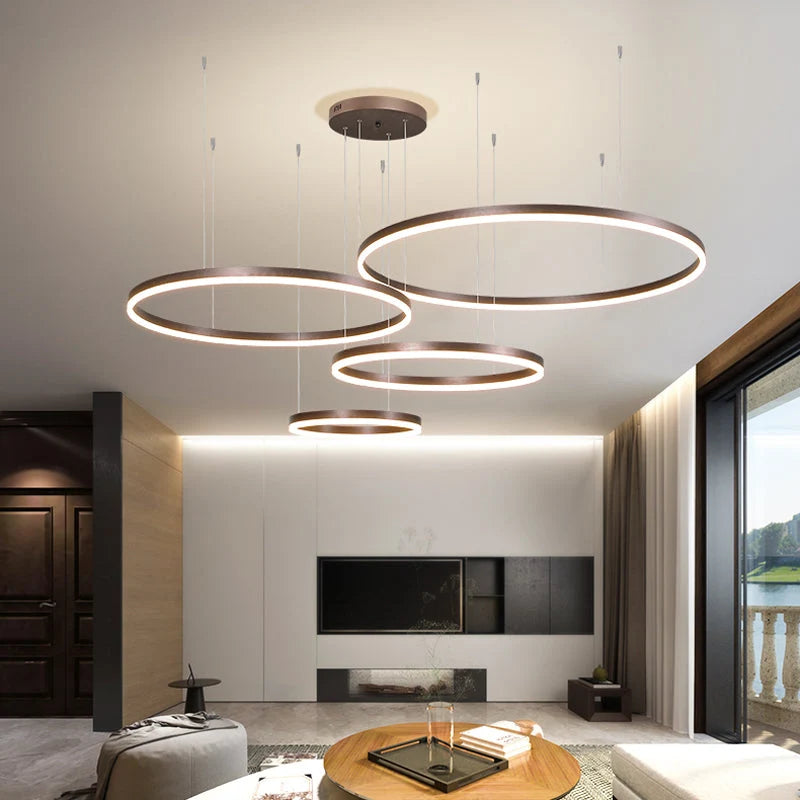 Pendant Light Circular LED Dimmable Adjustable Height