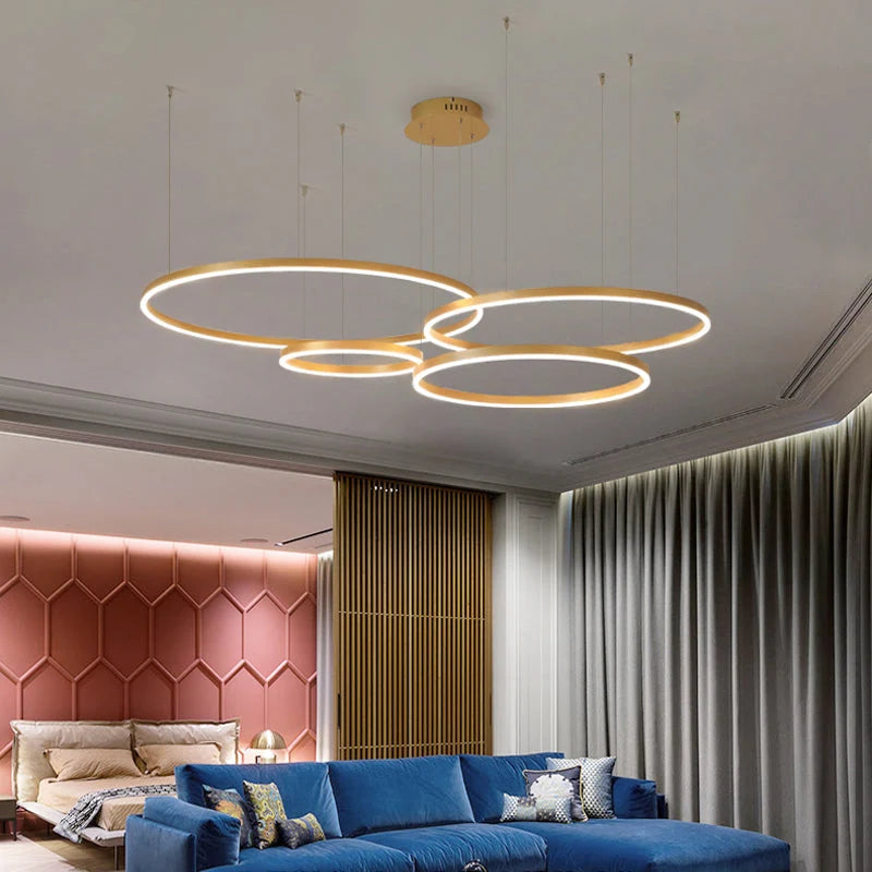 Pendant Light Circular LED Dimmable Adjustable Height