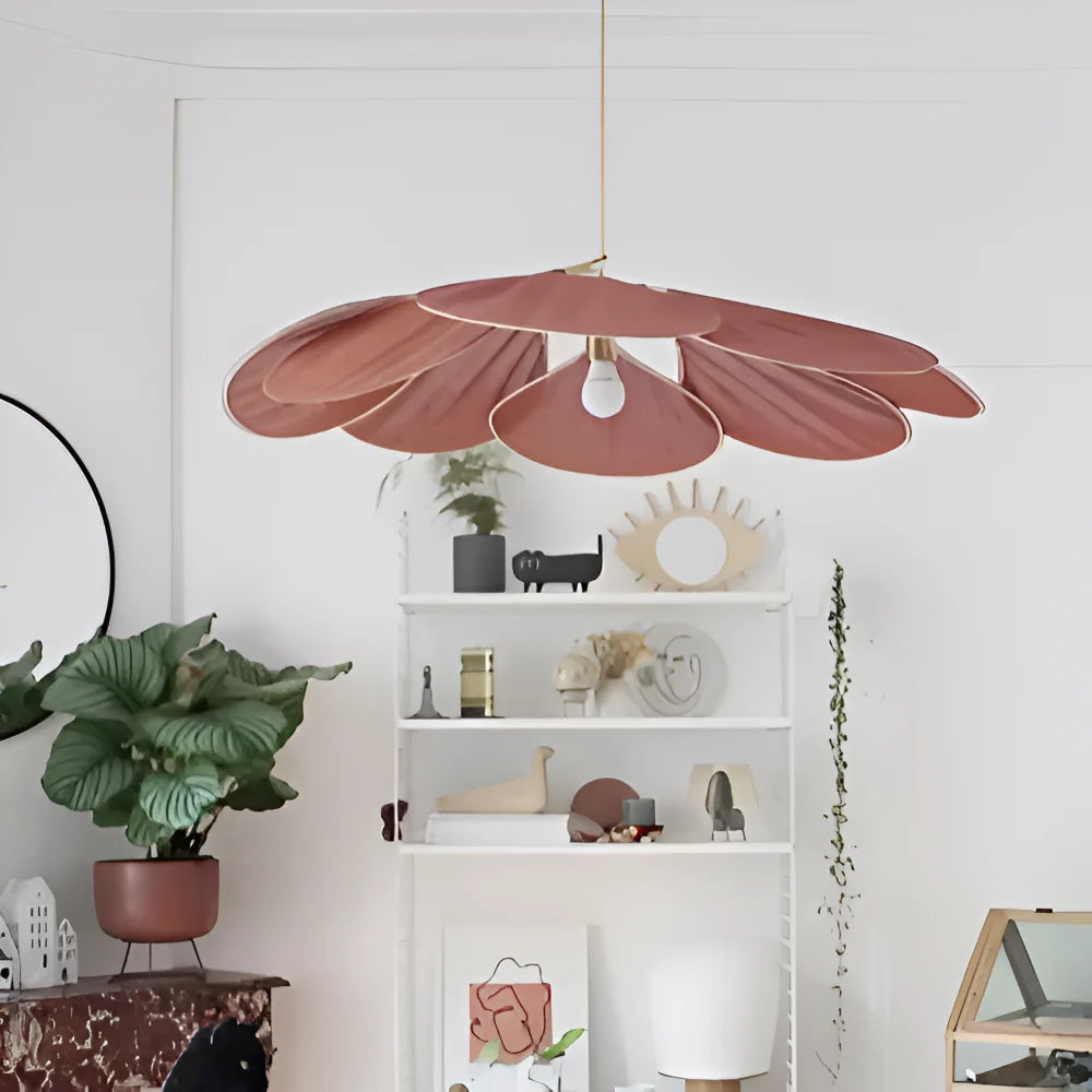 Pendant Light Flower-Shaped Fabric Shade Adjustable Cable