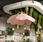 Pendant Light Flower-Shaped Fabric Shade Adjustable Cable