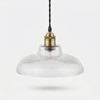 Pendant Light Ribbed Glass Exposed Bulb & Adjustable Cord