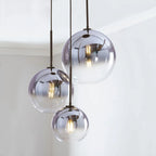 Pendant Light Three Glass Globes Adjustable Height