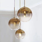 Pendant Light Three Glass Globes Adjustable Height