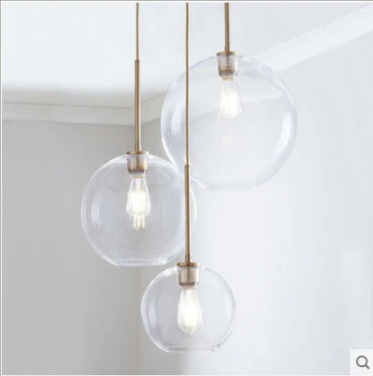 Pendant Light Three Glass Globes Adjustable Height