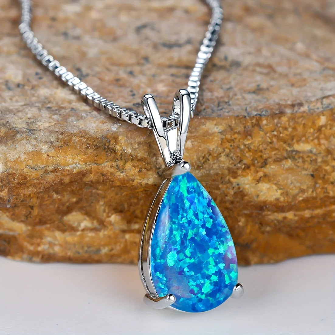 Pendant Necklace Infinity Symbol Opal Accent